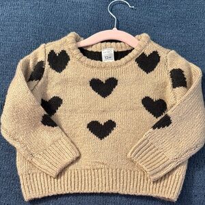 Carter's Tan and Black Heart Sweater 12m